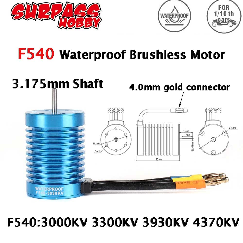 Surpass Hobby F540 มอเตอร์ไร้แปรง 3000KV 3300KV 3930KV 4370KV 3.175 มม.เพลาสําหรับ 1/10 RC รถ Redcat