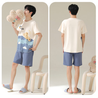 ชุดนอนแขนสั้นและกางเกงขาสั้น สำหรับผู้ชาย ไซส์ M-4XL เหมาะสำ…
