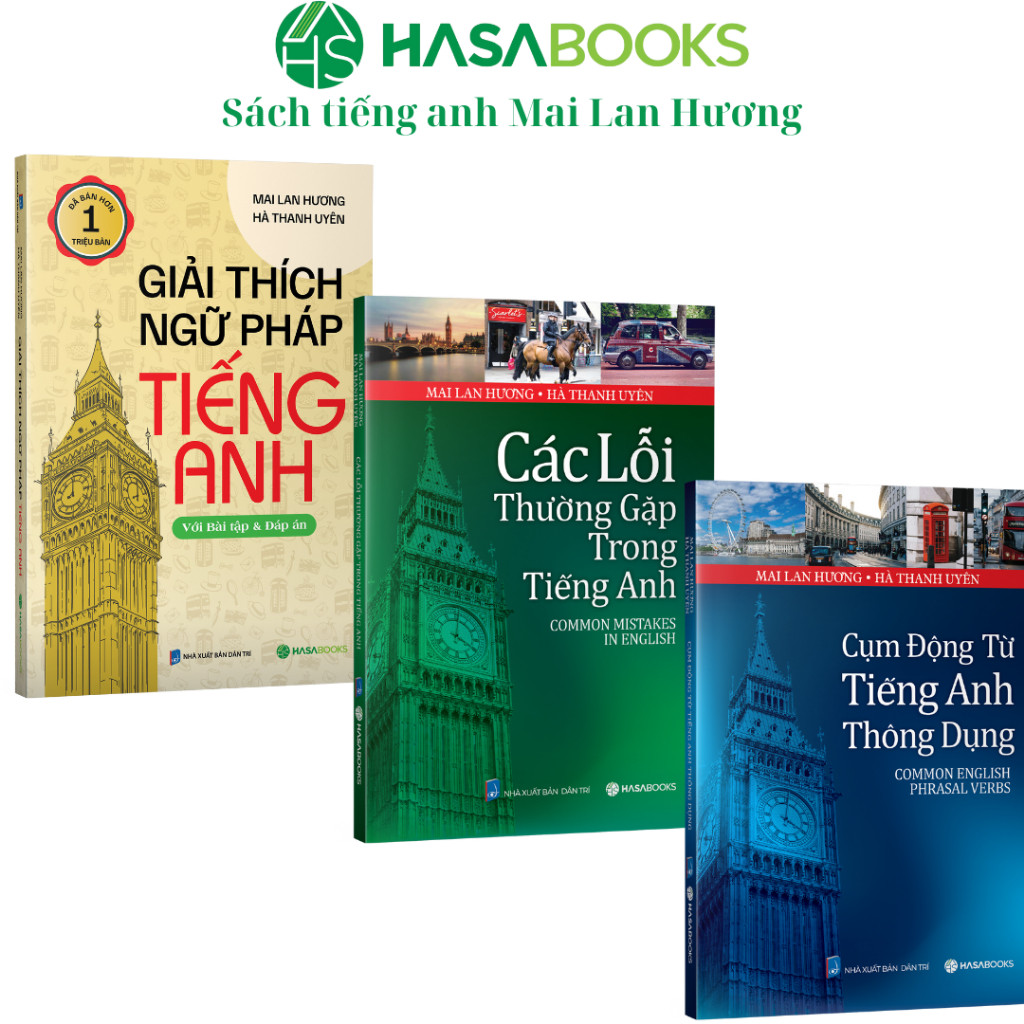 หนังสือ - Combo of 3 Grammar Explanations + Phastal Verbs + ข้อผิดพลาดในภาษาอังกฤษ - Hasabooks