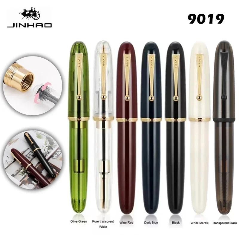 จินห่าว 9019 ปากกาหมึกซึมสีโปร่งใสเรซิ่นปากกาหรูหรา 0.38/0.5/0.7 มม. ปลายปากกา