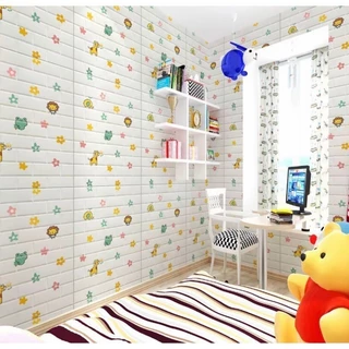 วอลเปเปอร์มีลาย 3D Wallpaper ขนาด 70*77*3 Cm มีกาวในตัว วอลเปเปเปอร์ตกแต่งผนัง