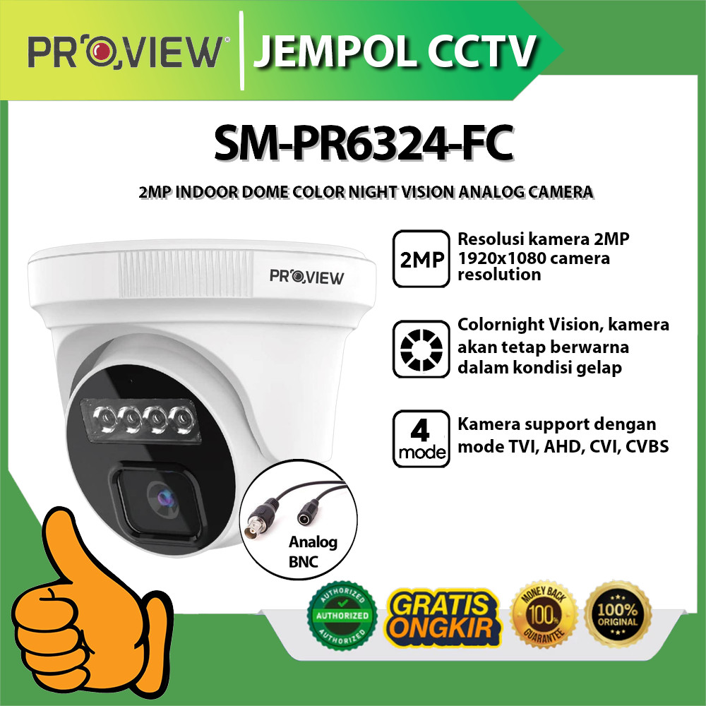 PROVIEW SM-PR6324-FC 2MP INDOOR DOME COLOR NIGHT VISION ANALOG CAMERA