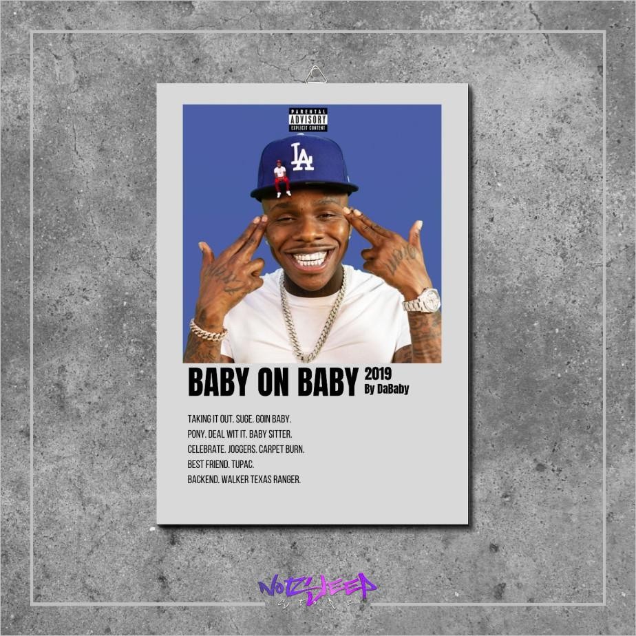 โปสเตอร์ไม้ตกแต่งผนังเพลงอัลบั้มวงดนตรี Baby On Baby by DaBaby mdf ร้านนอน ตกแต่งห้อง