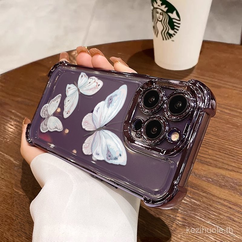 เคสโทรศัพท์รูปผีเสื้อสีสันสดใสสำหรับ Redmi Note 14C 13C 14 12 PRO PLUS 4G 5G 13 12C 10 10C 11 11S 10S 13R ป้องกันการตกหล่นเคสโทรศัพท์แบบสี่มุม