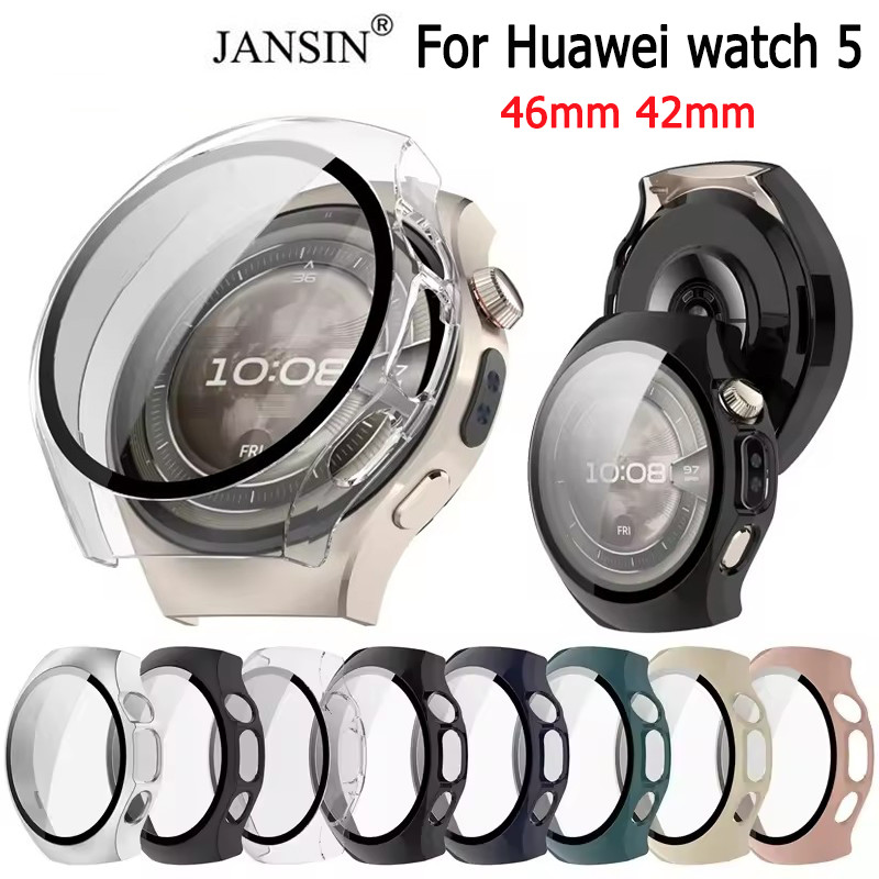 เคส กระจก + เคสสํา สําหรับ Huawei Watch 5 42mm 46mm เคส พร้อมฟิล์มกระจกนิรภัย สำหรับ สําหรับ สายนาฬิกาข้อมือ