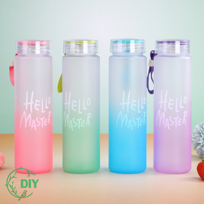 ขวดน้ำ ขวดน้ำพลาสติก คละสี กระบอกใส่น้ำ 480ml💯/ราคาถูก สายซิลิโคน ทนความร้อน อย่างหนา ไม่แตกง่าย มีให้เลือก 4สี