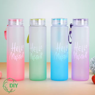 ขวดน้ำ ขวดน้ำพลาสติก คละสี กระบอกใส่น้ำ 480ml💯/ราคาถูก สายซิลิโคน ทนความร้อน อย่างหนา ไม่แตกง่าย มีให้เลือก 4สี