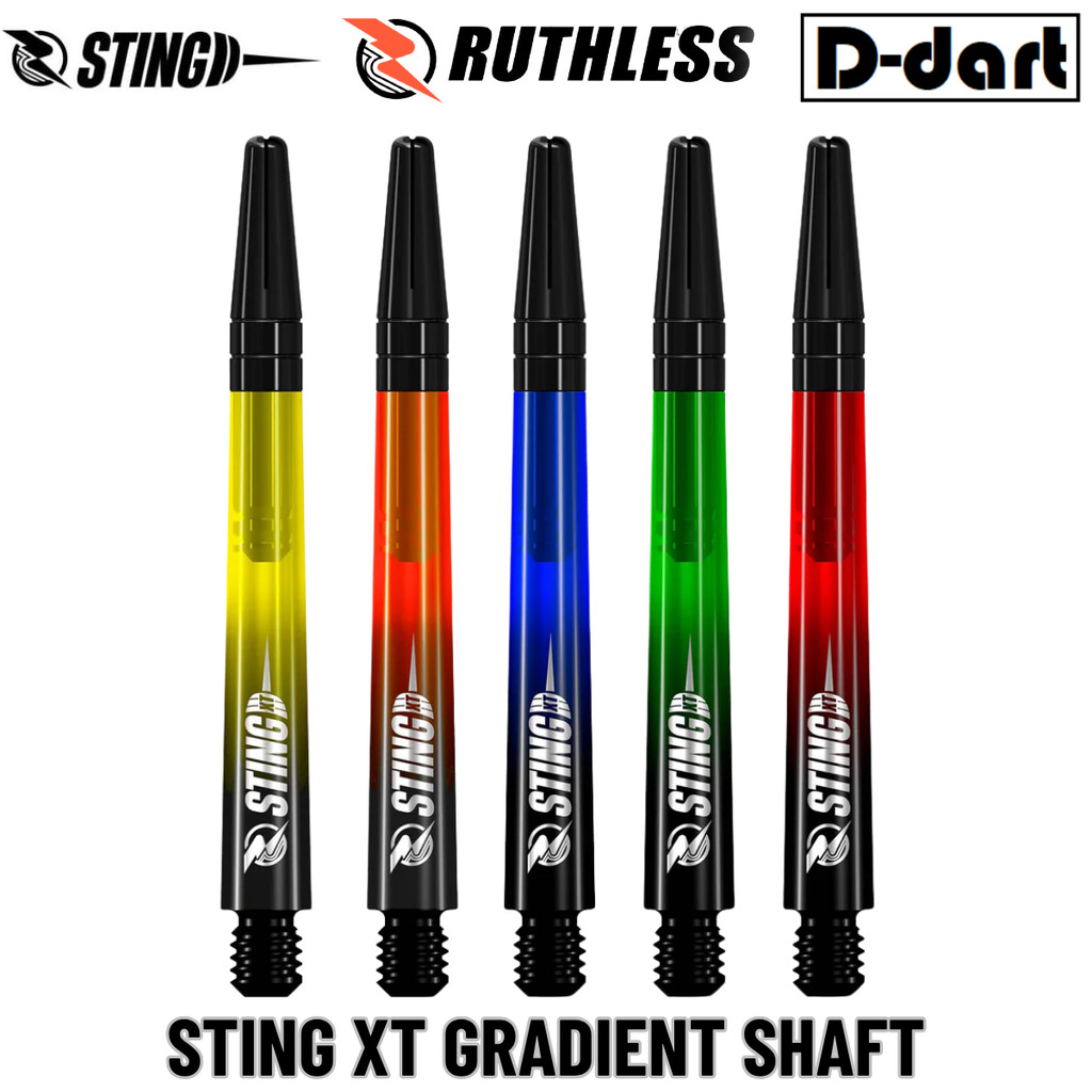 RUTHLESS DART SHAFT - STING XT GRADIENT POLYCARBONATE DARTS BLACK TOP SHAFTS/ STEM 3 ชิ้น/แพ็ค