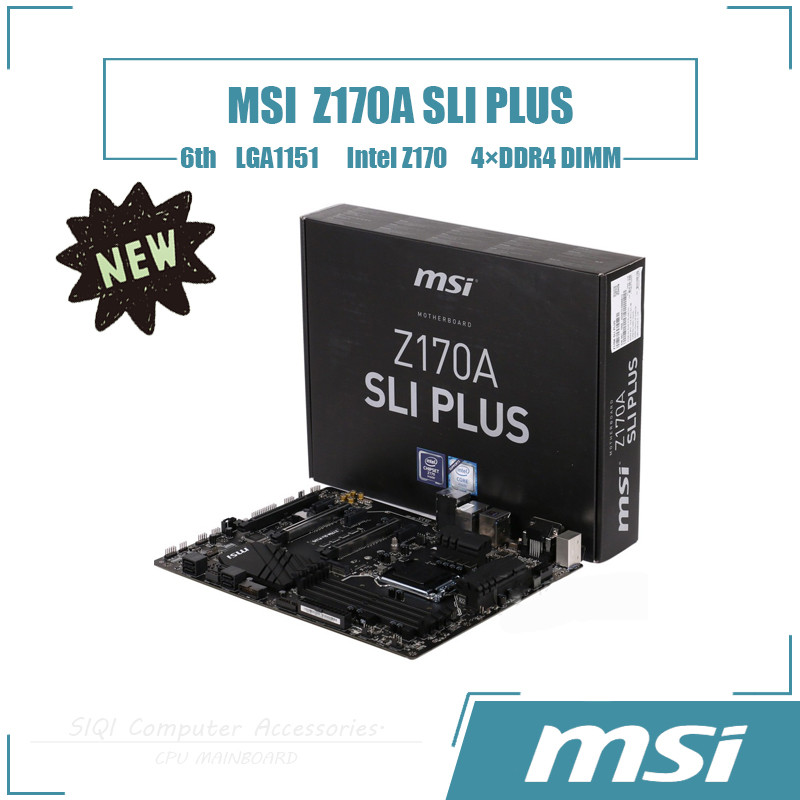 [ใหม่] MSI Z170A SLI PLUS เมนบอร์ด 4DDR4 DIMM Intel Z170 LGA1151 เดสก์ท็อปเมนบอร์ด