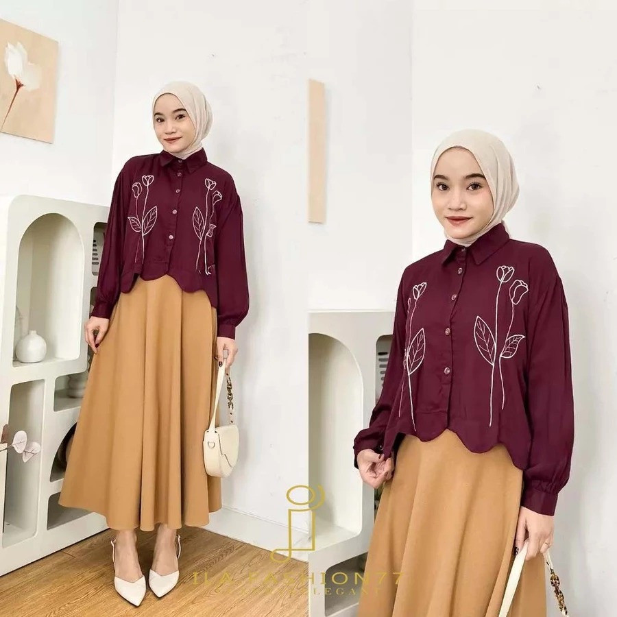 KATUN เสื้อสตรีคอกลมผ้าฝ้ายเสื้อ EMBROIDERED