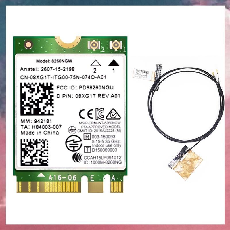 (XS)8260 8260NGW WiFi Card+2XAntenna 2.4G/5Ghz Bluetooth 4.2 NGFF M.2 WiFi สําหรับ AC 8260