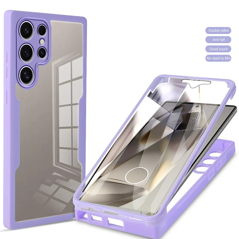 360 Full Body สําหรับ Samsung Galaxy S21 FE S22 S23 Plus S24 Ultra M02 M32 M33 M52 M53 สองด้านกันกระ