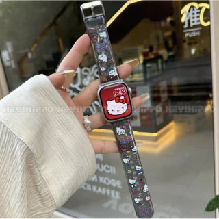 สายรัดใส TPU เหมาะสําหรับสมาร์ทวอทช์ซีรีส์ 10/9/8/7/6/5/4/3/2/1 แมว KT การ์ตูนน่ารักเหมาะสําหรับ iwatch49/46/45/44/42/41/40/38 มม.