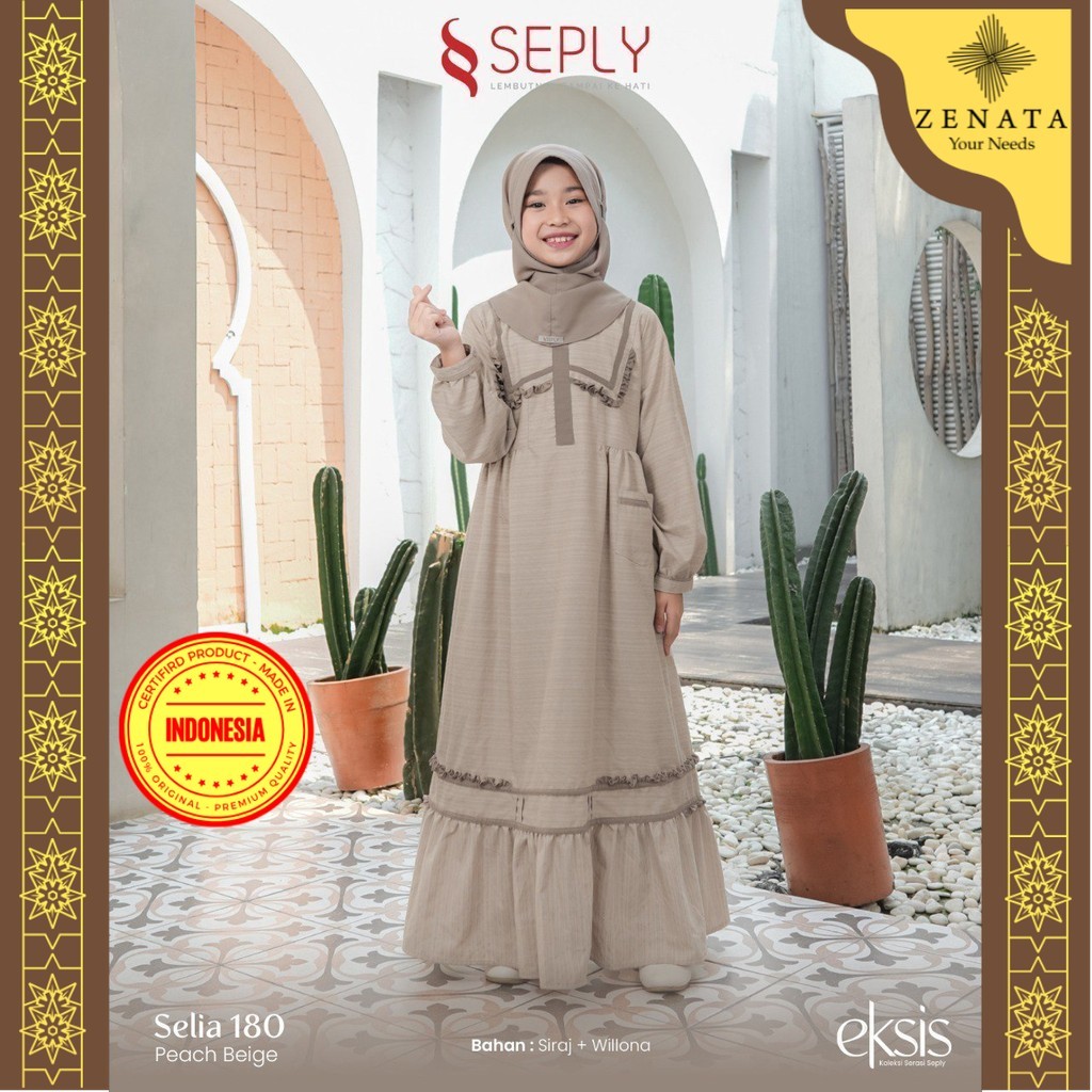 Gamis เด็กธรรมดาธรรมดาธรรมดา Selia 180 ชุดอิสลาม By Seply Ethica