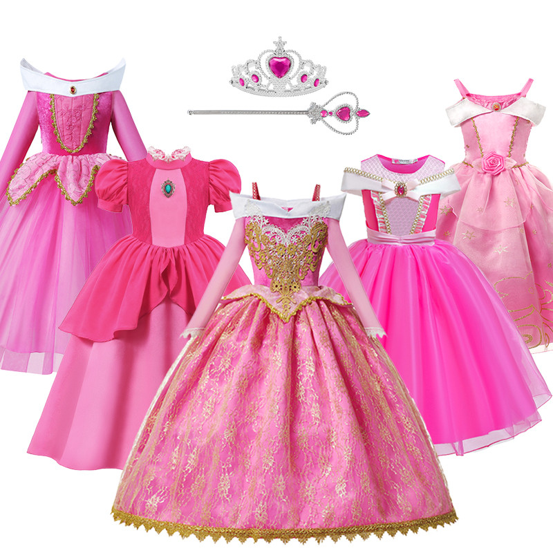 Aurora เครื่องแต่งกายสําหรับสาววันเกิดชุดเจ้าหญิงพรหมชุดราตรี Carnival เสื้อผ้าเด็กชุดสีชมพูของขวัญ Peach Princess เสื้อผ้า