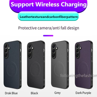 รูปแบบคาร์บอนไฟเบอร์สําหรับ Samsung Galaxy A56 5G A56 A55 A54 A53 A52 A36 A35 A26 A16 A15 A05 A05S A14 PC Hard Case แม่เหล็กชาร์จไร้สายกรณีธุรกิจเคสโทรศัพท์ฝาหลัง