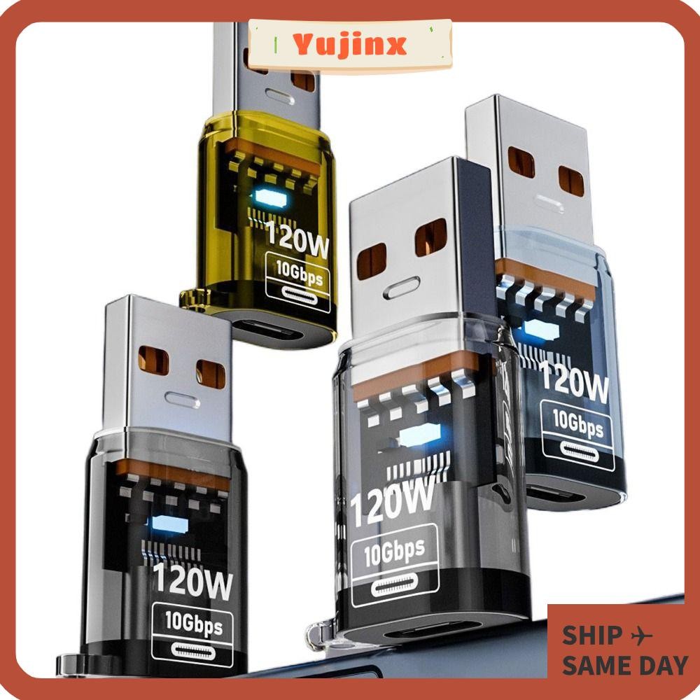 YUJINX ตัวแปลง USB-A ถึง Type-C, ไฟแสดงสถานะ 10Gbps USB-C Extender, การส่งข้อมูลระดับมืออาชีพ PD 120W OTG อะแดปเตอร์แล็ปท็อป/โทรศัพท์มือถือ