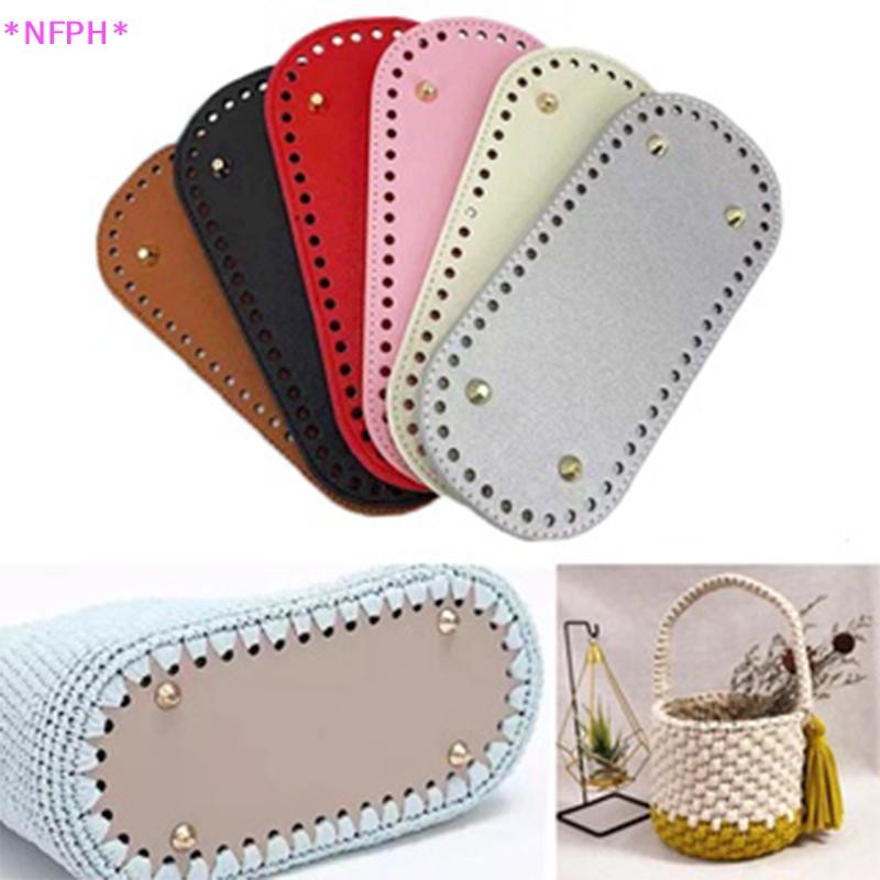 NFPH> ฐานกระเป๋าผ้าทรงกลม 18×8 ซม. สําหรับถักโครเชต์/กระเป๋าถือ พร้อมหมุดตกแต่ง อุปกรณ์เสริม