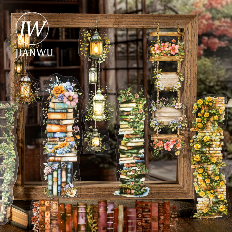 JIANWU Bookish กลิ่นหอมเติม Garden Series Vintage ดอกไม้ภูมิทัศน์วัสดุ Collage PET สติกเกอร์ Creative Journal เครื่องเขียน