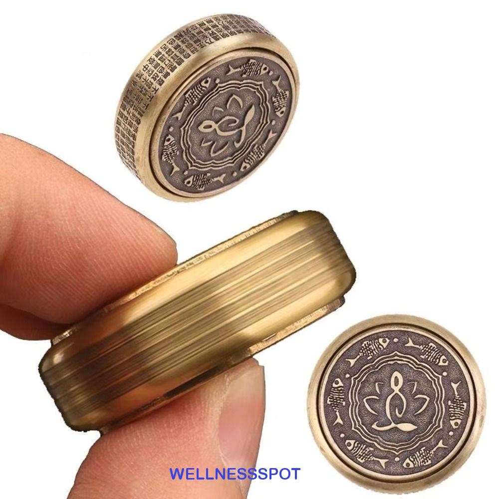 WELLNESSSPOT Fidget Spinner, โต๊ะของเล่น Zen Buddha Fingertip Spinner, ตกแต่งบ้านโลหะวัสดุหมุนอุปกรณ์ Sensory หมุน Gyroscope ของเล่นเด็ก