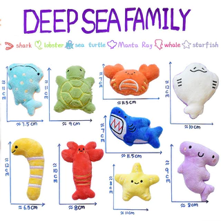 ของเล่นสุนัข Ocean-Themed Squeaky Plush Chew-Resistant ทนทานลูกสุนัขบรรเทาเบื่อของเล่นสัตว์เลี้ยง