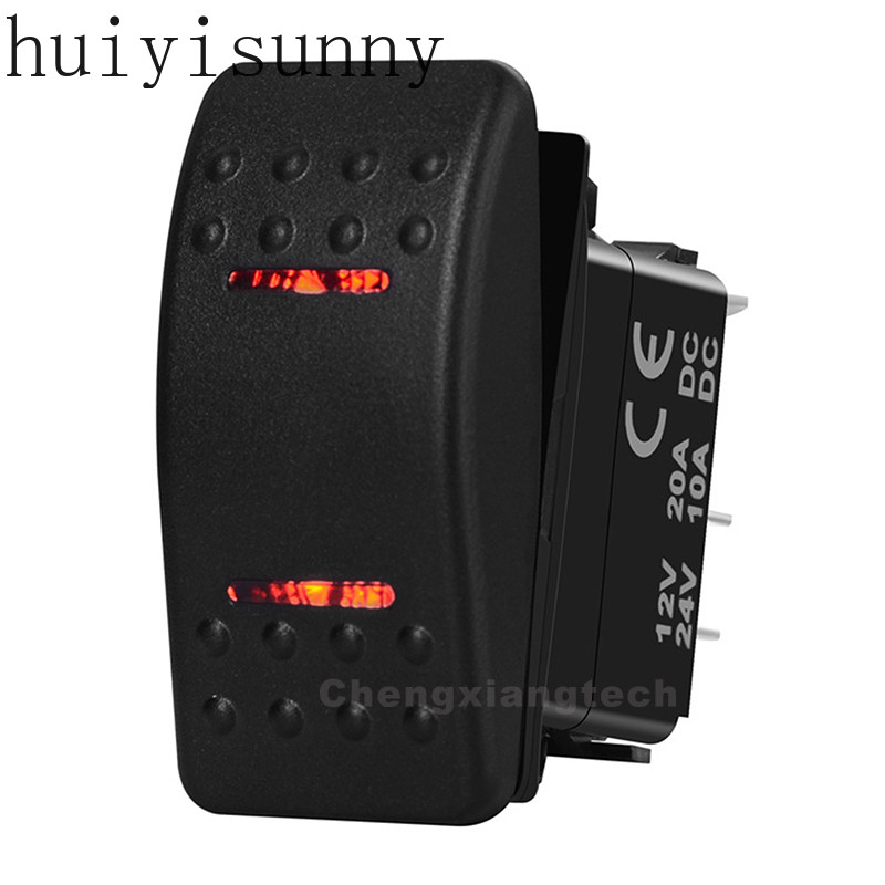 HYS 12V SPST DPDT Rocker Switch ไฟ Led สีแดง Dual Bar ON OFF, (ON) OFF, (ON)-OFF-(ON) , ON ON OFF ON