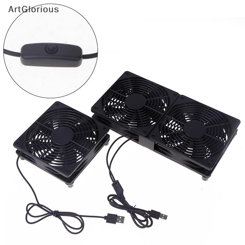 Art 1 ชุด High Airflow พัดลมระบายความร้อนสําหรับ Router Modem Receiver 120 มม.DC12V USB Powered PC Router แฟนสวิทช์สาย N