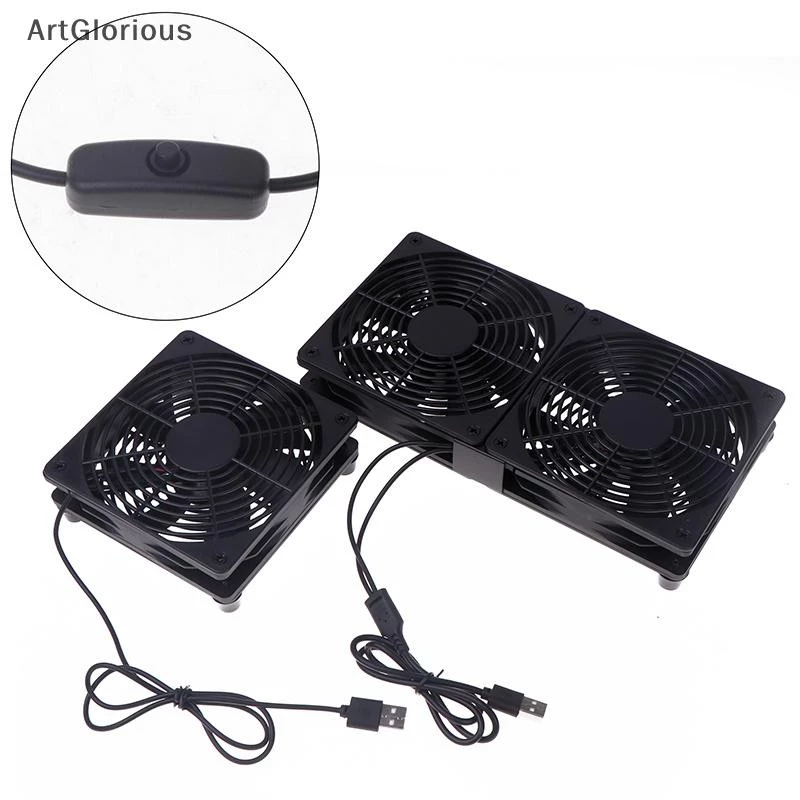 Art 1 ชุด High Airflow พัดลมระบายความร้อนสําหรับ Router Modem Receiver 120 มม.DC12V USB Powered PC Router แฟนสาย N