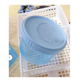 Lifepro กระปุกพลาสติกหน้ายิ้ม 280ml. (ราคาต่อ 1 ใบ) ขนาด 9x6.5cm #961 กระปุกสีพาสเทล กระปุกใส่นมผง กล่องใส่ของจุกจิก