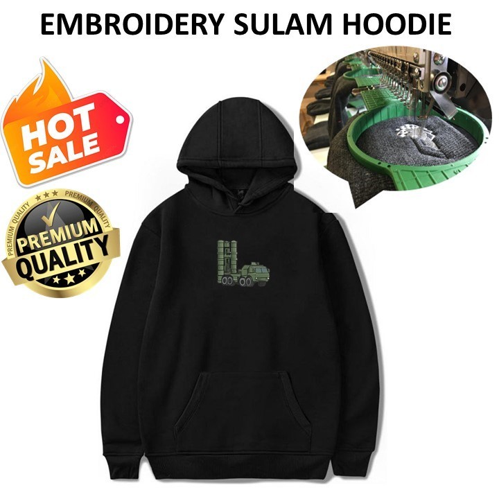 EMBROIDERY SULAM S400 TRUCK TACTICAL HOODIE SWEATSHIRT SWETER PULLOVER สีดําS-5XL