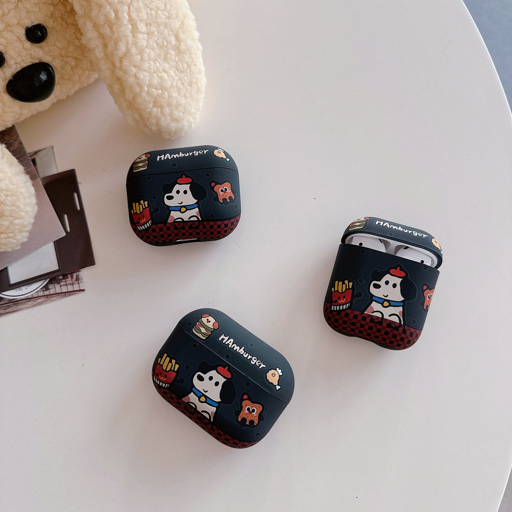 สําหรับ GOOJODOQ J201 J206 เคส Case เคสหูฟัง รูปแบบสุนัขทอดสีดําทนต่อการหล่นส่วนบุคคล