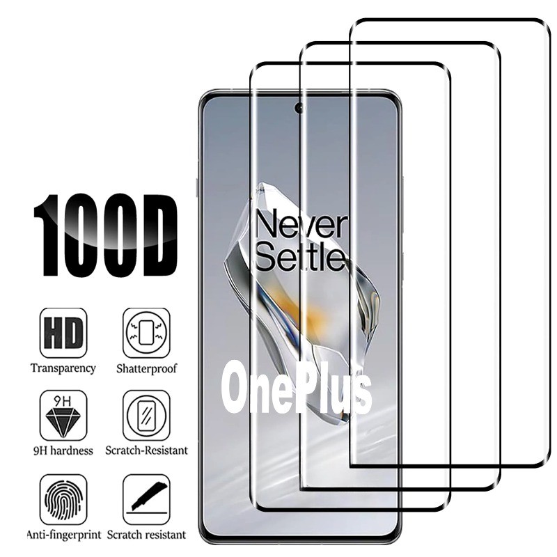 สําหรับ OnePlus Ace 3 2 Pro 1-3 ชิ้นฝาครอบโค้งสีดําขอบฟิล์มกระจกนิรภัยสําหรับ OnePlus 9 8 7T 7 12R 1