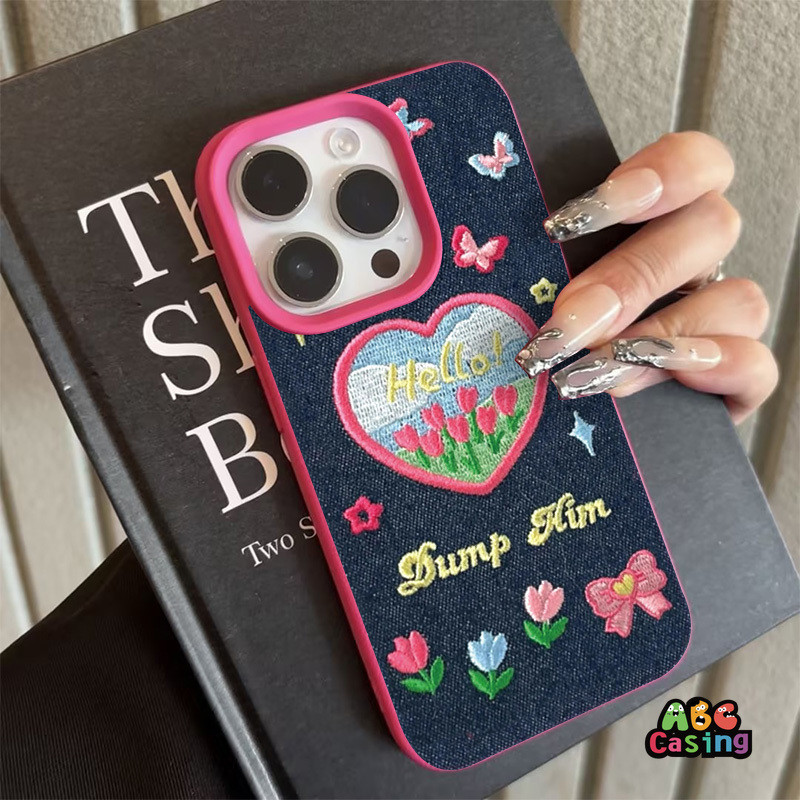 เคสโทรศัพท์สำหรับ IPhone 17 12 13 16 11 14 15 Pro Max 15 14 16 Plus XR XS Max X SE 2020 เคสรูปหัวใจดอกไม้แสนหวาน