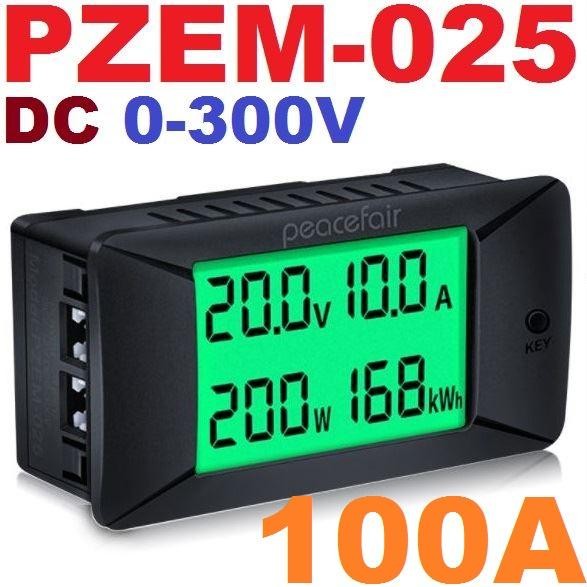 DC Watt Meter PZEM-025 100A Peacefair Volt ampere KWH Meter Display