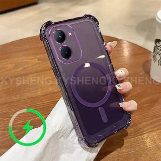 สําหรับ VIVO Y03 y18 y18e Y37 y36t เคสโทรศัพท์ TPU ชาร์จแม่เหล็กสี่มุม anti drop โปร่งใส soft shell WBQ