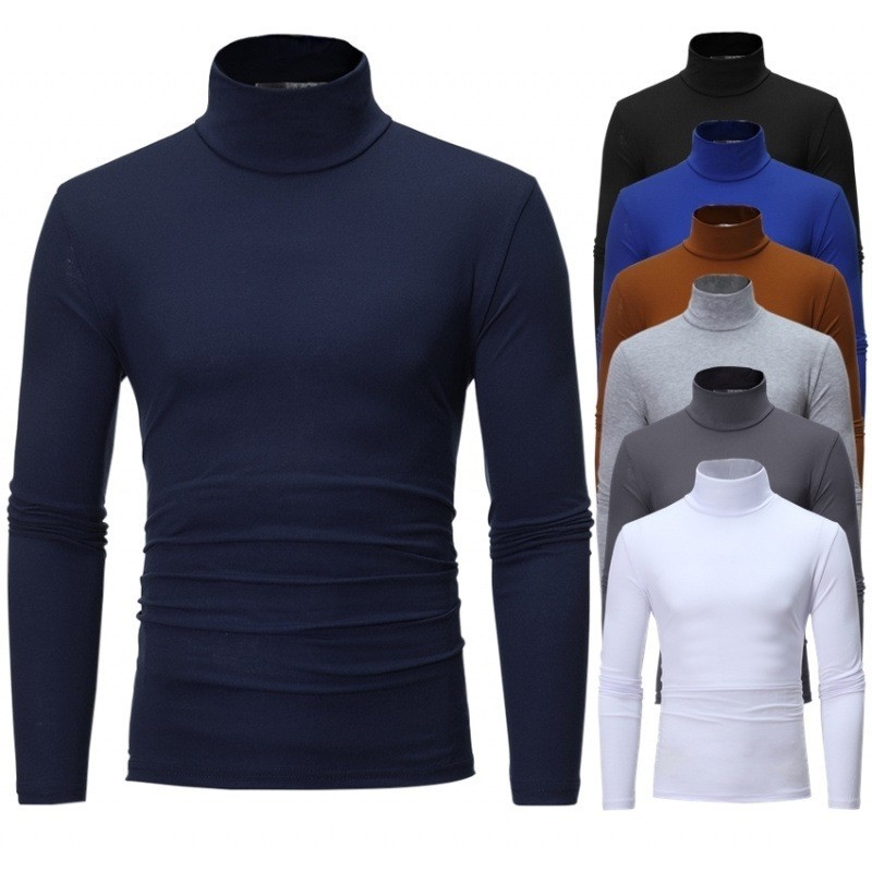 [การจัดส่งในท้องถิ่น] คน เสื้อยืด แฟชั่น ปลอกคอสูง สีทึบ ขนาดใหญ่