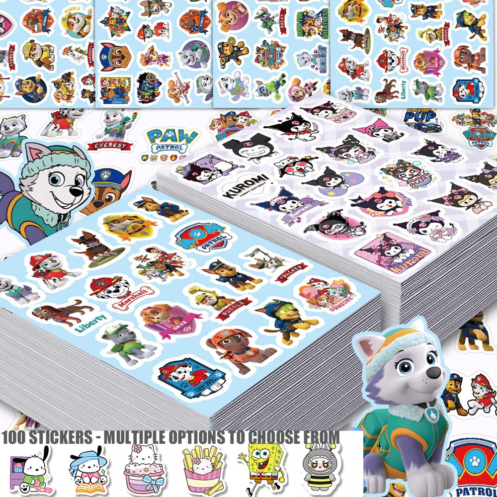 100 สติ๊กเกอร์ Paw Patrol สติ๊กเกอร์สร้างสรรค์คู่มือวัสดุตกแต่งแล็ปท็อปถ้วยน้ําหมวกกันน็อคตัดฟรีสติกเกอร์ขนาดเล็ก