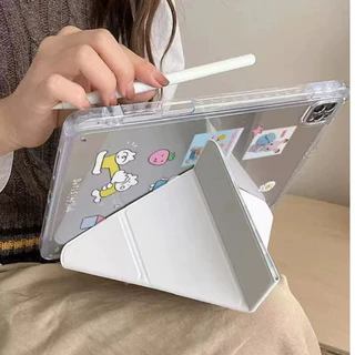 Gen11 A16 เคสไอแพดแม่เหล็กน่ารัก รองรับ Air4/5/6/7/8 M3 Pro11 Gen10 10.9 แผงด้านหลังอะครีลิคใสพับตั้งได้ ป้องกันรอบตัว
