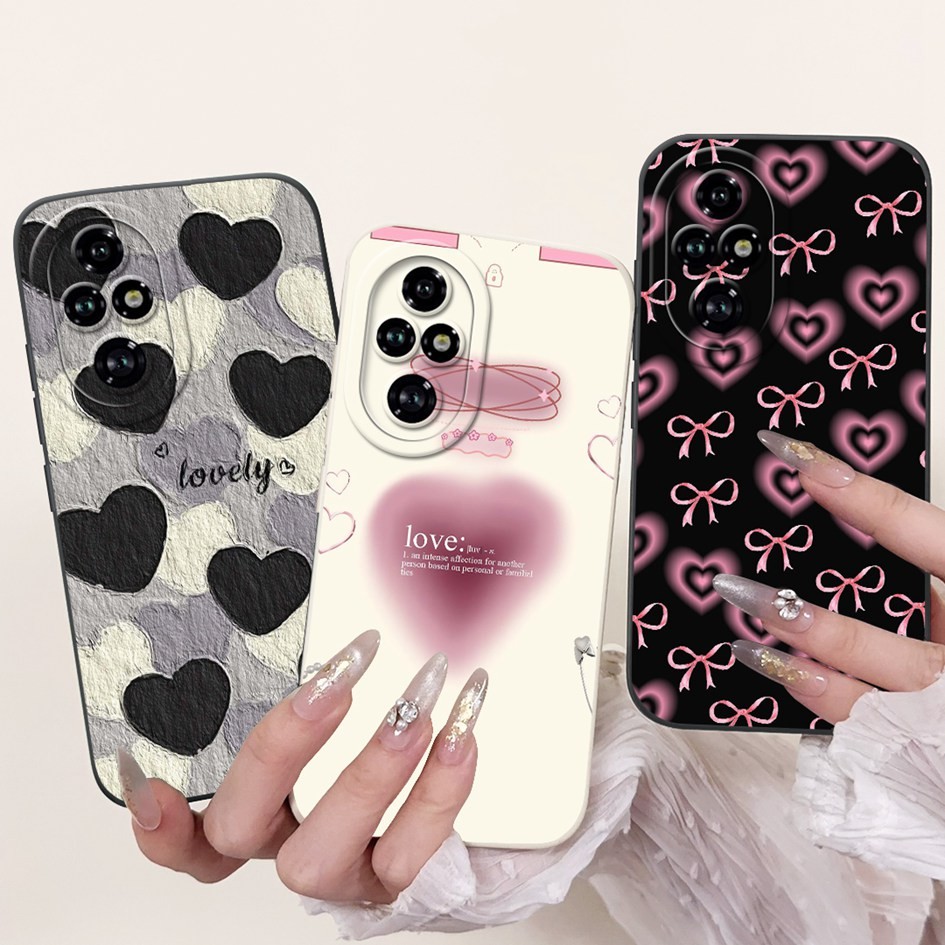 ฝาครอบป้องกันเต็มรูปแบบสําหรับ Honor 200 ELI-NX9 / Honor 200 Pro ELP-NX9 Casing Cute Love Heart Cart