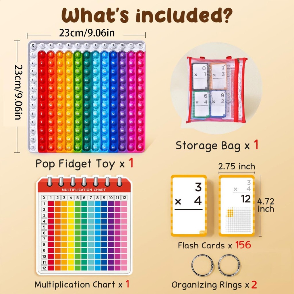 Pop Fidget Multiplication Chart ตารางเกมคณิตศาสตร์ของเล่นเกมคณิตศาสตร์ ...