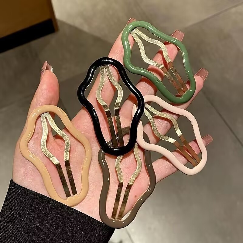 MK กิ๊บติดผมผู้หญิง H667 กิ๊บติดผมคลื่นเคลือบเงารูปเมฆ Tiptop กิ๊บติดผมขาเรขาคณิต