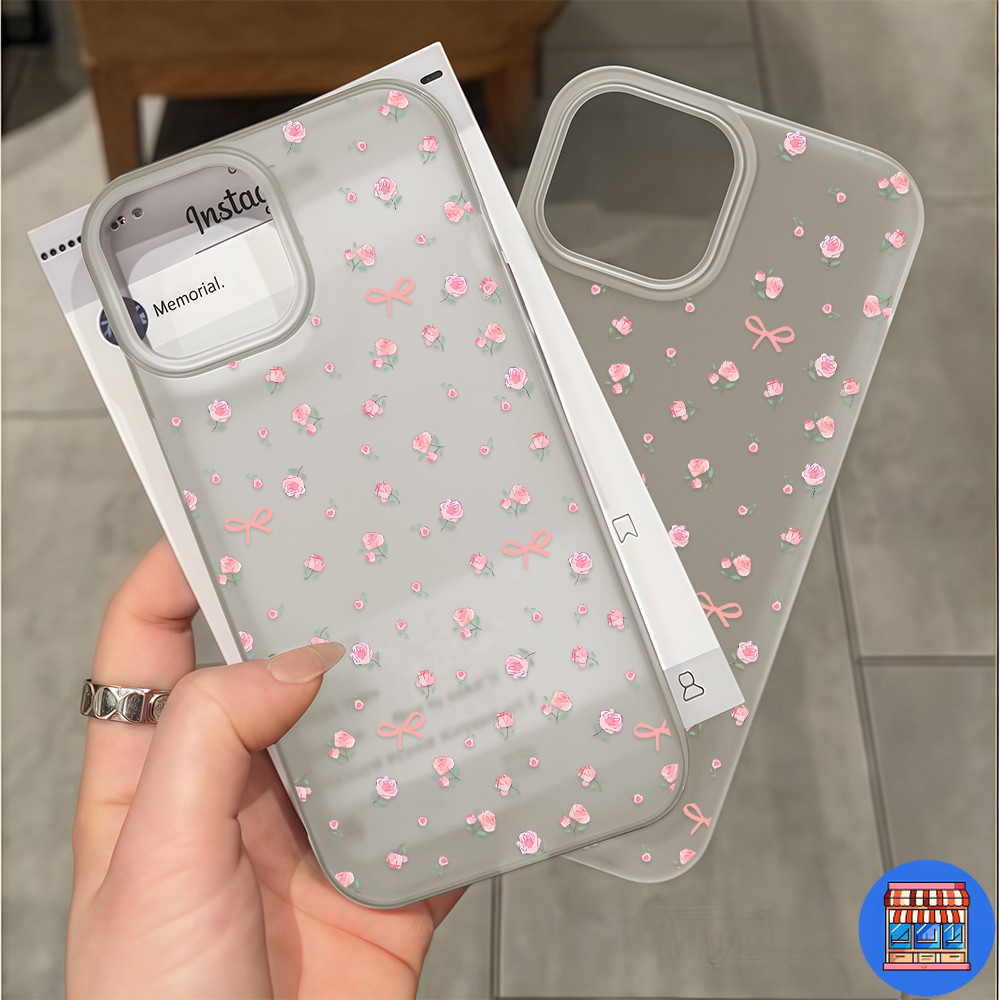 จัดส่งทันที เคสของไอโฟน12 ลายดอกไม้ชมพู เคสแบบด้านสำหรับIPhone12 13 16 14 15 11 Pro PROMAX 7/8PLUS X XS XR XSMAX ป้องกัน - รูปที่ 3