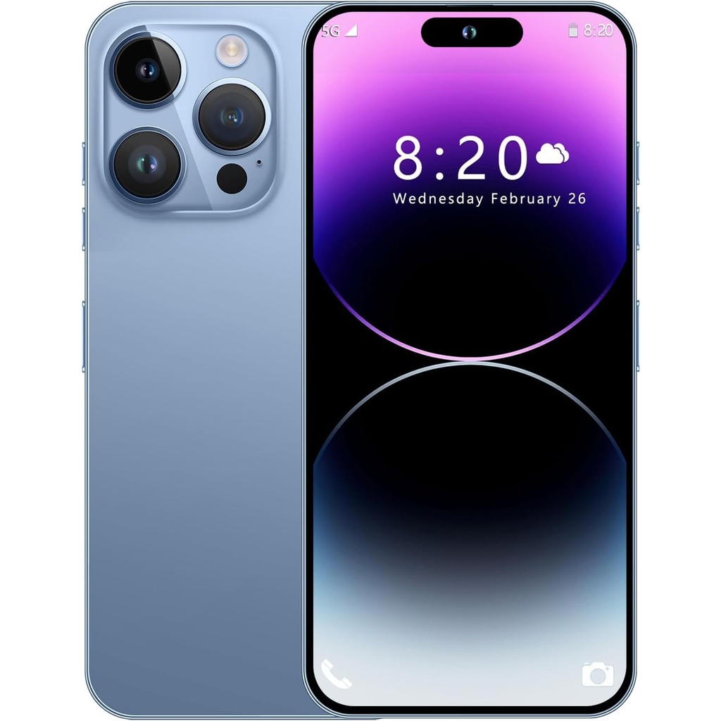 โทรศัพท์ปลดล็อค I14 Pro Max อายุการใช้งานแบตเตอรี่ยาวนาน หน้าจอ HD ขนาด 6.8 นิ้ว โทรศัพท์ปลดล็อค Android13 6+256GB