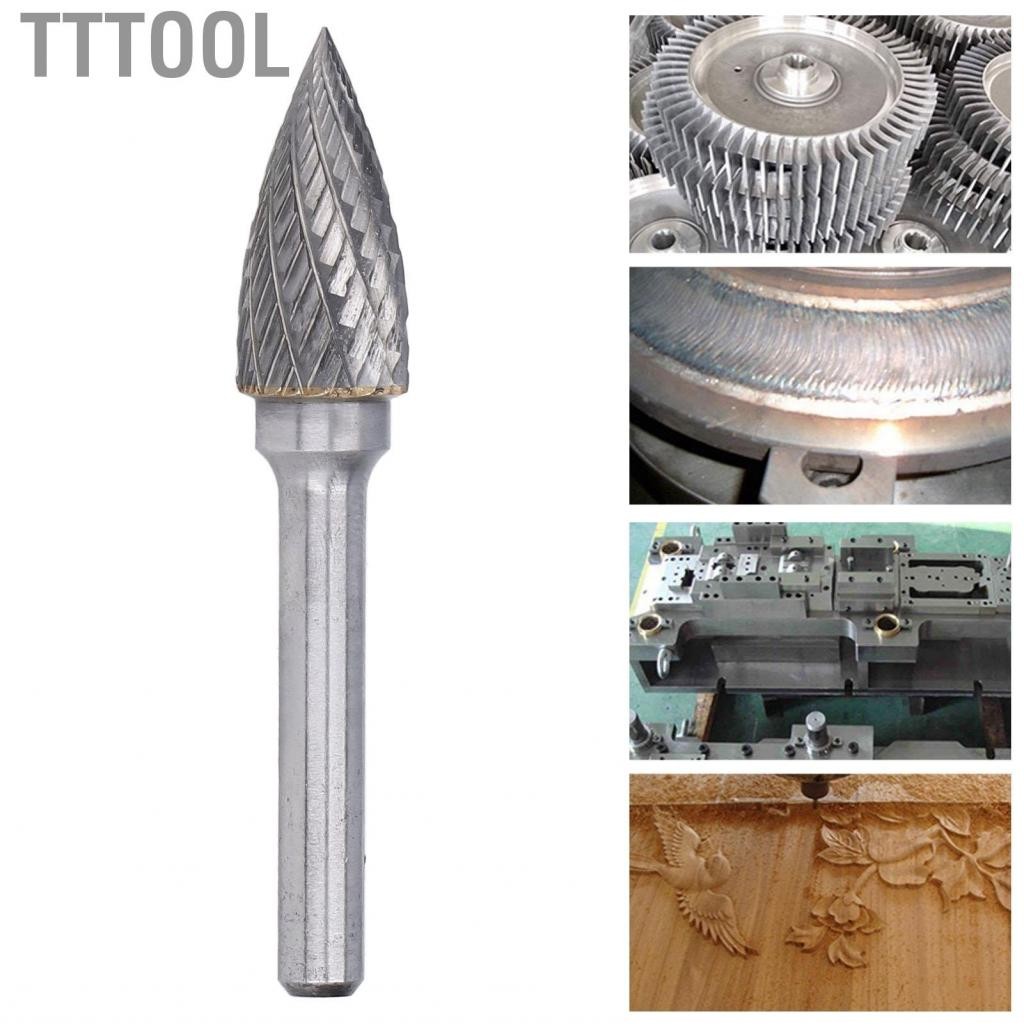 TTtool ไฟล์โรตารี่ Burr 2 Cut Cut Pointed Arc Shape Die Grinder Bit Bit 6mm Shank YG8 Carbide GX1225