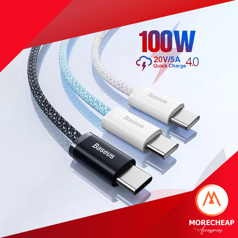 🔥ถูก/แท้🔥Baseus Dynamic สายชาร์จ 100W Type-C to Type-C สายไนลอนถัก ทนทาน ชาร์จเร็ว PD Charge สําหรับ โทรศัพท์มือถือ