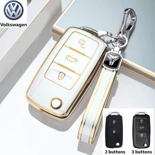 Volkswagen Caravelle Polo Golf ที่หุ้มกุญแจรถแบบพลิก Tiguan Passat Jetta Touran Sharan เคสกุญแจรีโมทแบบพับได้