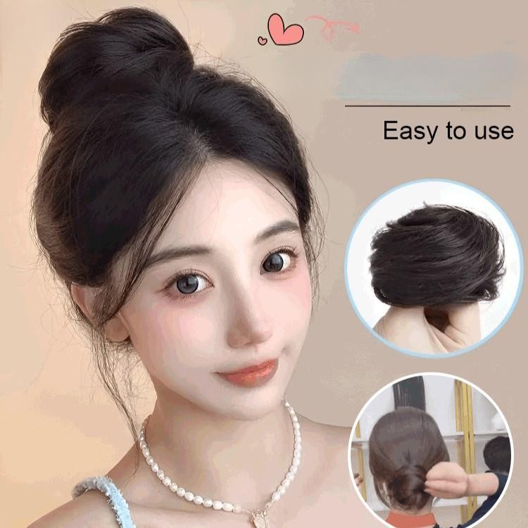 Bun Wigs Female Pill Head Wigs Ring ใหม่ อัพเกรด Fluffy Smooth และ Shapely คุณภาพสูงทนทาน Rambut Palsu
