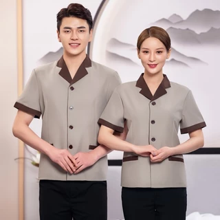 เสื้อเชิ้ตแขนสั้นฤดูร้อนและชุดทำความสะอาดชุดทำงาน - ชุดบริการของโรงแรม