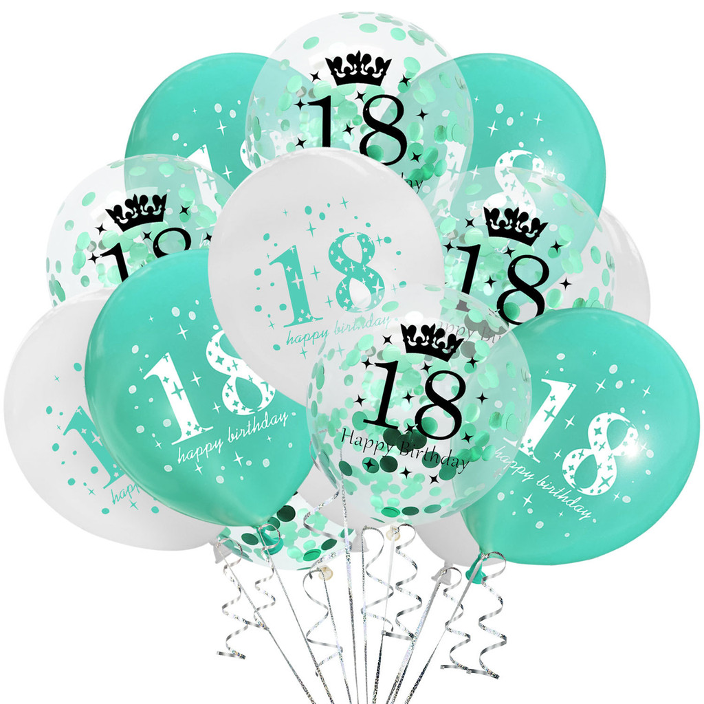 15 ชิ้น Tiffany Blue Glitter 18th Birthday Balloon Set – สําหรับ 16 18 21 30 Birthday Party,Coming-o