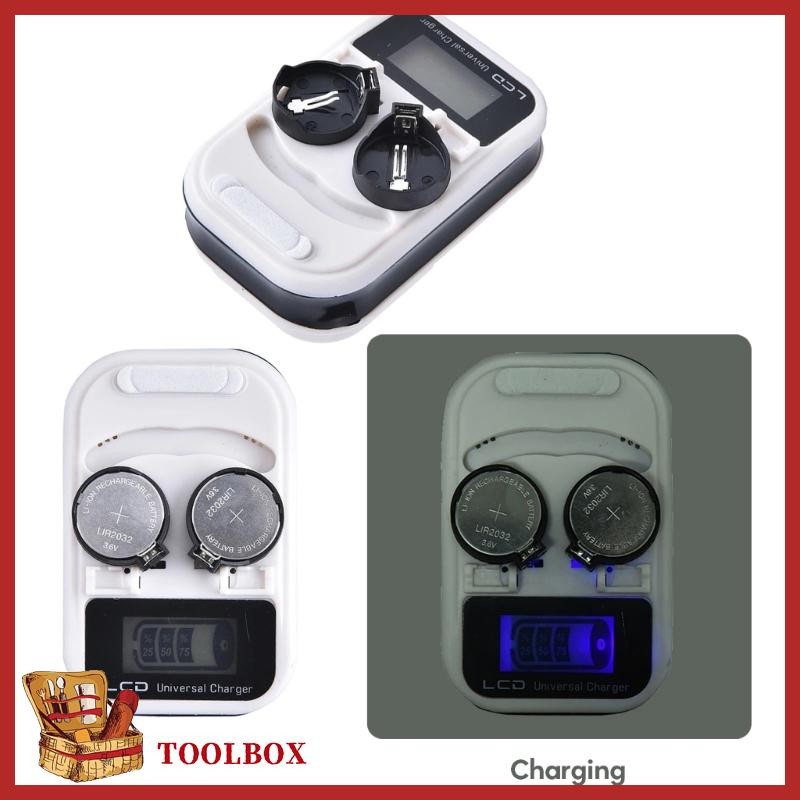 TOOLBOX 3 6V ปุ่ม LCD Charger Rechargeing สําหรับ LIR2016 LIR2025 LIR2032 ML2016 ML2025 ML2032 ตัวบ่